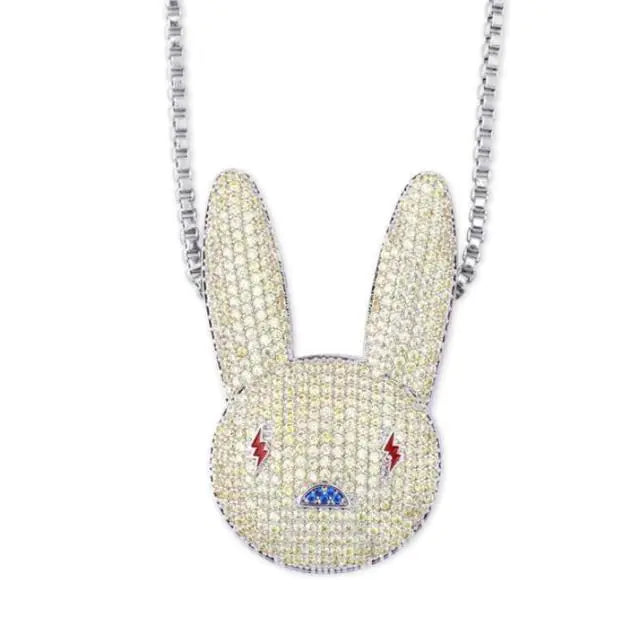 Hip Hop Fashion Zircon Rabbit Pendant Necklace