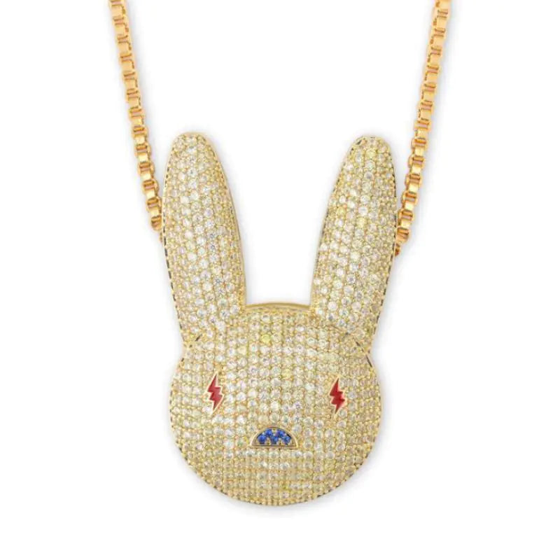 Hip Hop Fashion Zircon Rabbit Pendant Necklace