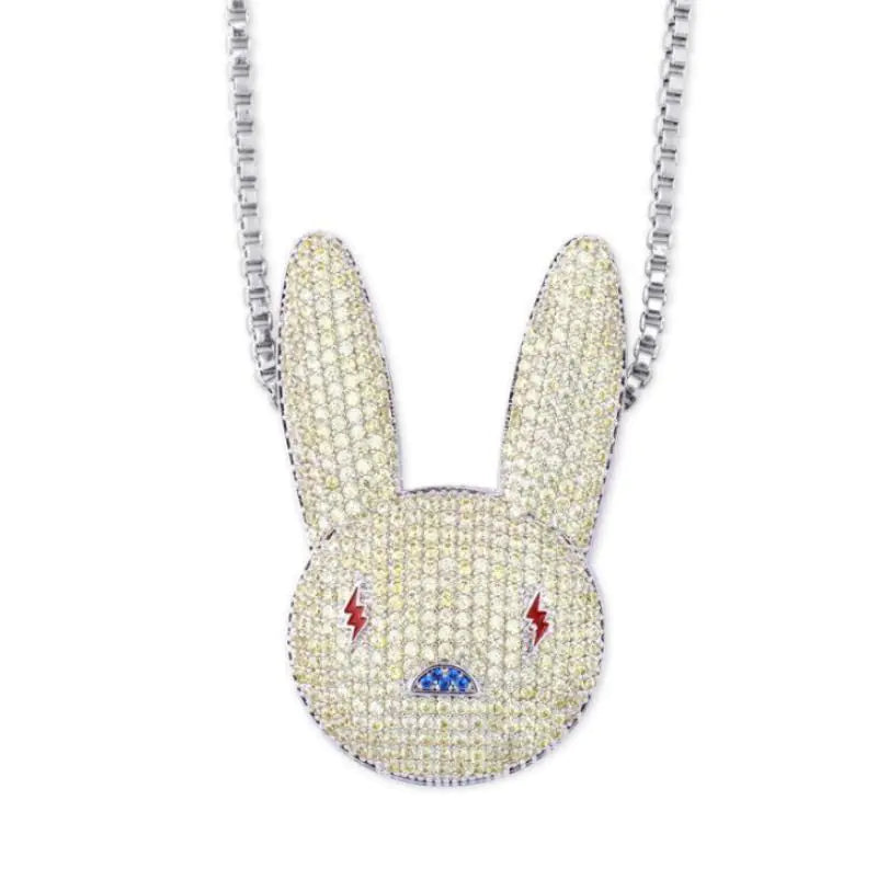 Hip Hop Fashion Zircon Rabbit Pendant Necklace